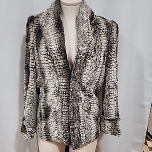 Alice + Olivia Textured Gray Teddy Jacket
